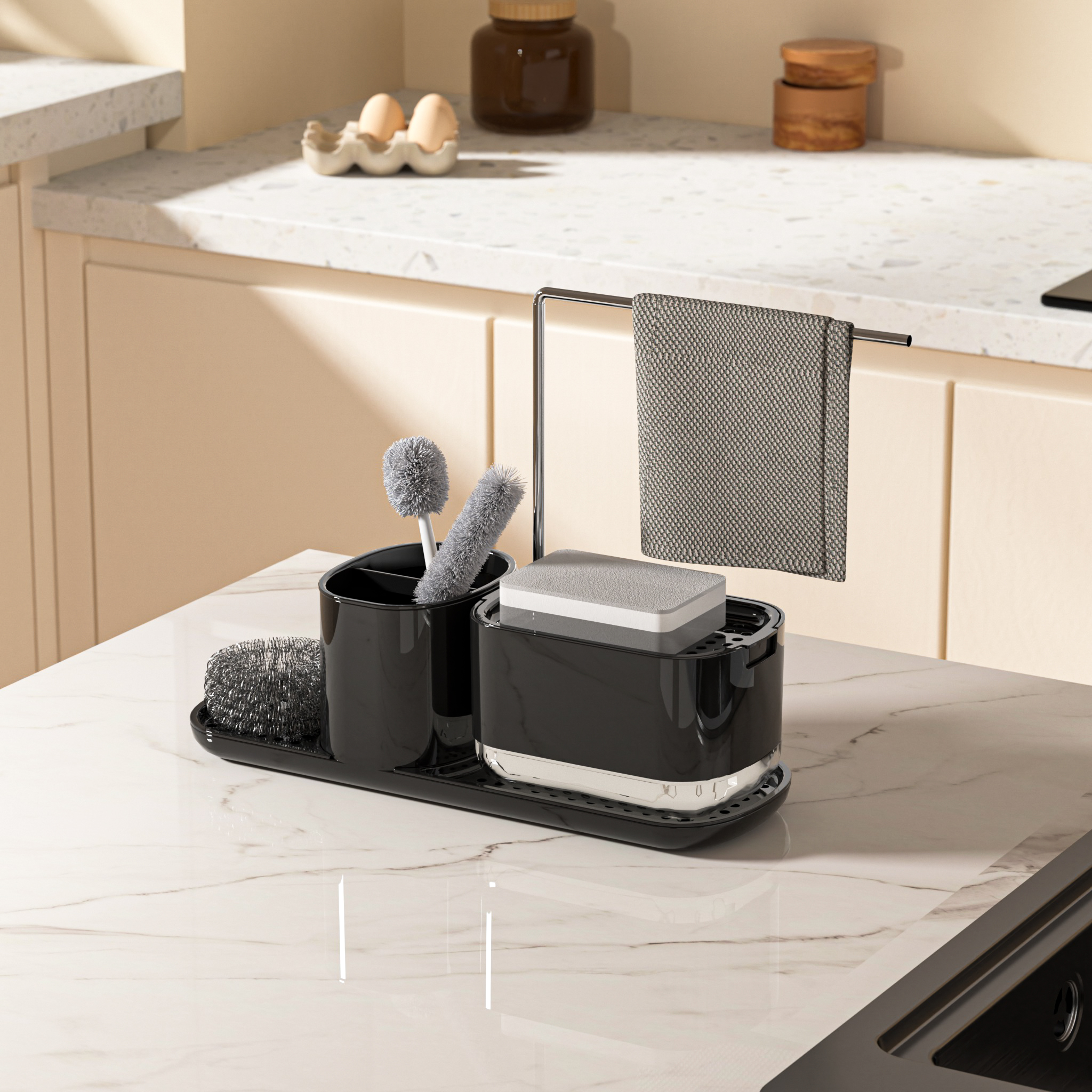 Liquid Soap Dispenser with Rag Holder