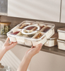 Sealed Snackle Storage Box With Divider Plastic Divided Serving Veggie Tray With Lid
