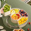 6 Compartment Rotating Fruit Tray Transparent Divided Snack Spices Serving Tray Rotatable Snackle Box Container With Lid