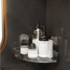 Vacuum Suction Corner Shower Caddy Wholesale Acrylic Bathroom Corner Storage Suction Cup Shower Organizer Shelf Wall Shelves