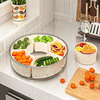 6 Compartment Rotating Fruit Tray Transparent Divided Snack Spices Serving Tray Rotatable Snackle Box Container With Lid