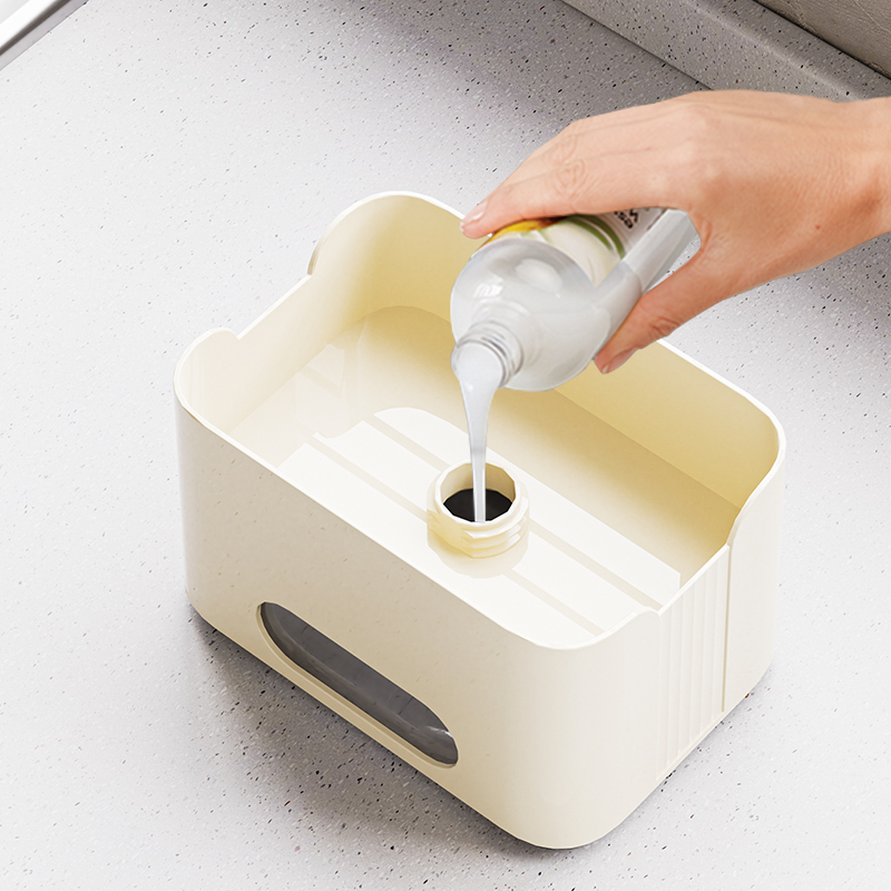 Kitchen accessories Organizer sponge 4 in 1 foam dish soap dispenser