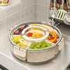 6 Compartment Rotating Fruit Tray Transparent Divided Snack Spices Serving Tray Rotatable Snackle Box Container With Lid