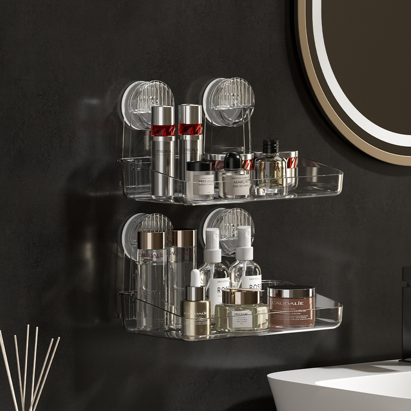 Powerful suction cup storage rack, detachable suspension, drying and drainage shower rack, storage rack, injection molded acrylic bathroom supplies, miscellaneous use storage rack