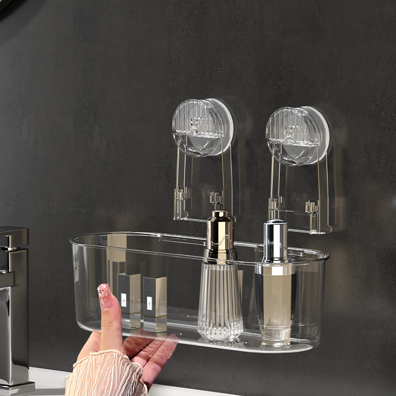 Acrylic strong suction cup injection molding bathroom supplies, miscellaneous use, detachable suspension, drying, drainage shower rack, storage rack