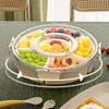 6 Compartment Rotating Fruit Tray Transparent Divided Snack Spices Serving Tray Rotatable Snackle Box Container With Lid