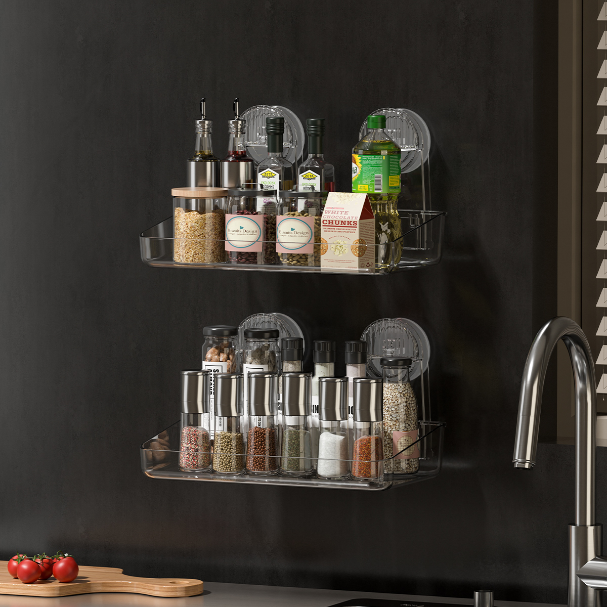 Powerful suction cup storage rack, detachable suspension, drying and drainage shower rack, storage rack, injection molded acrylic bathroom supplies, miscellaneous use storage rack