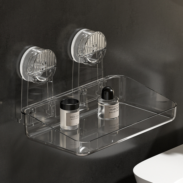 Powerful suction cup storage rack, detachable suspension, drying and drainage shower rack, storage rack, injection molded acrylic bathroom supplies, miscellaneous use storage rack