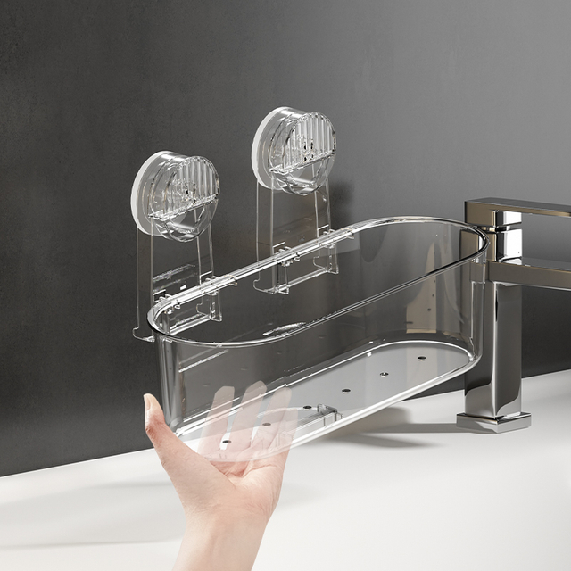 Acrylic strong suction cup injection molding bathroom supplies, miscellaneous use, detachable suspension, drying, drainage shower rack, storage rack