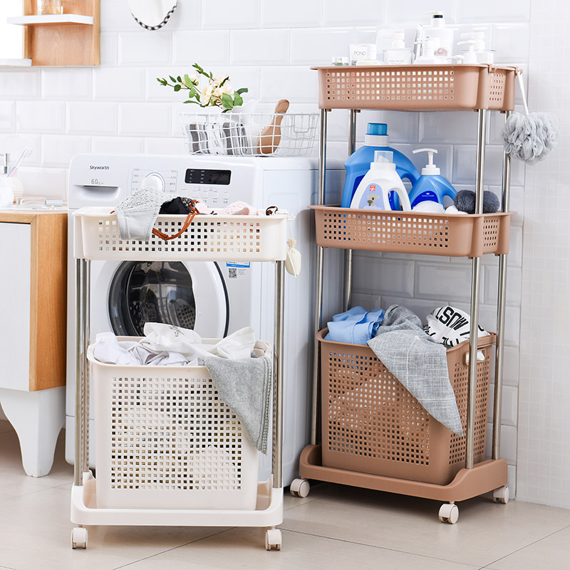 Laundry Shelf with Laundry Basket