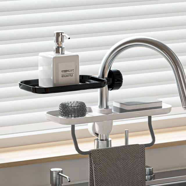 Storage Rack on Faucet with Hooks