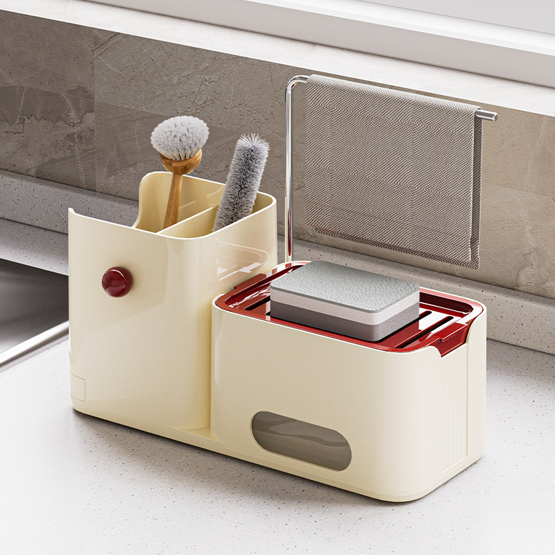 Kitchen accessories Organizer sponge 4 in 1 foam dish soap dispenser